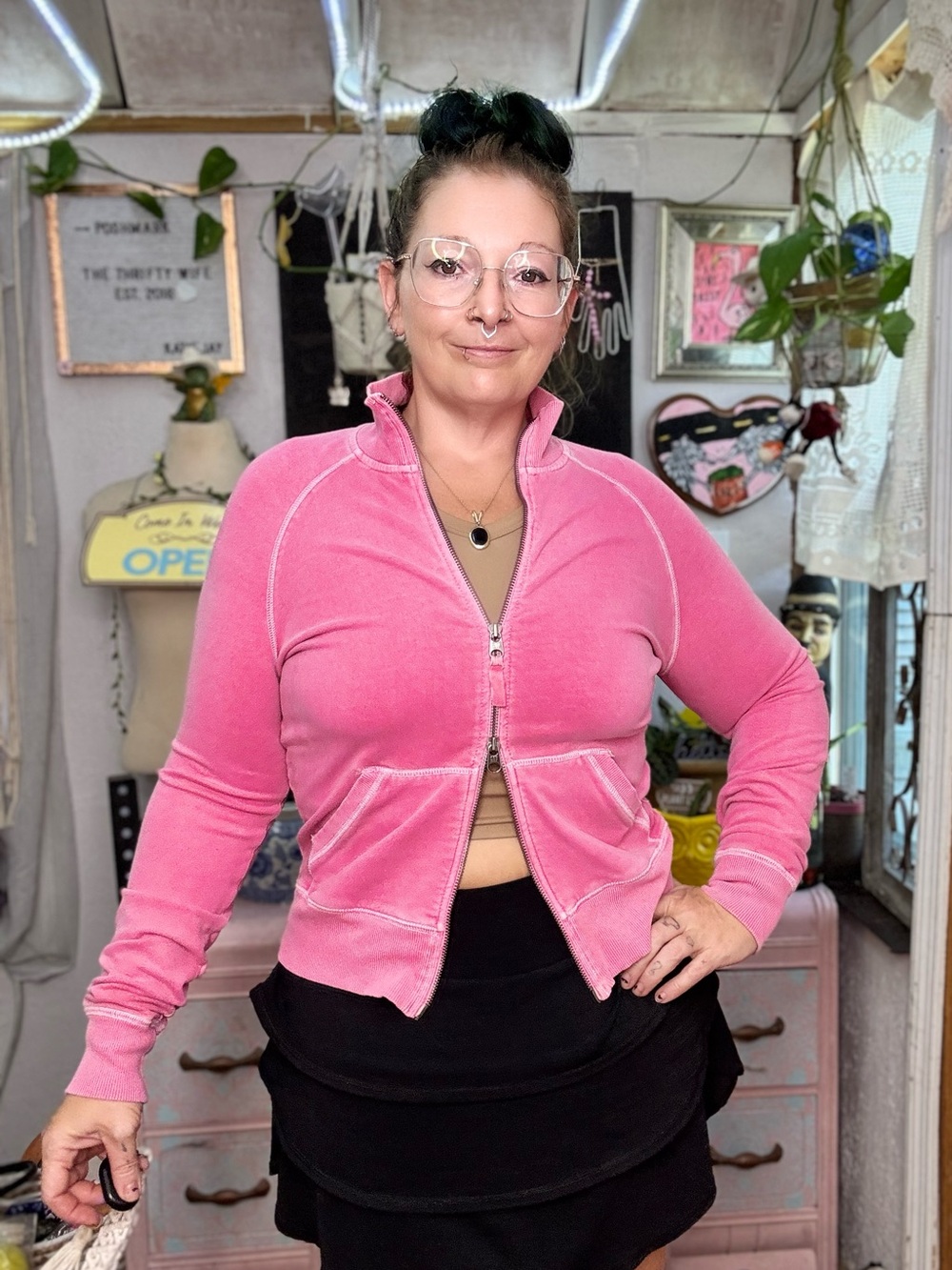 GAP Y2K Bubblegum Pink Double Full-Zip sweatshirt Size Medium